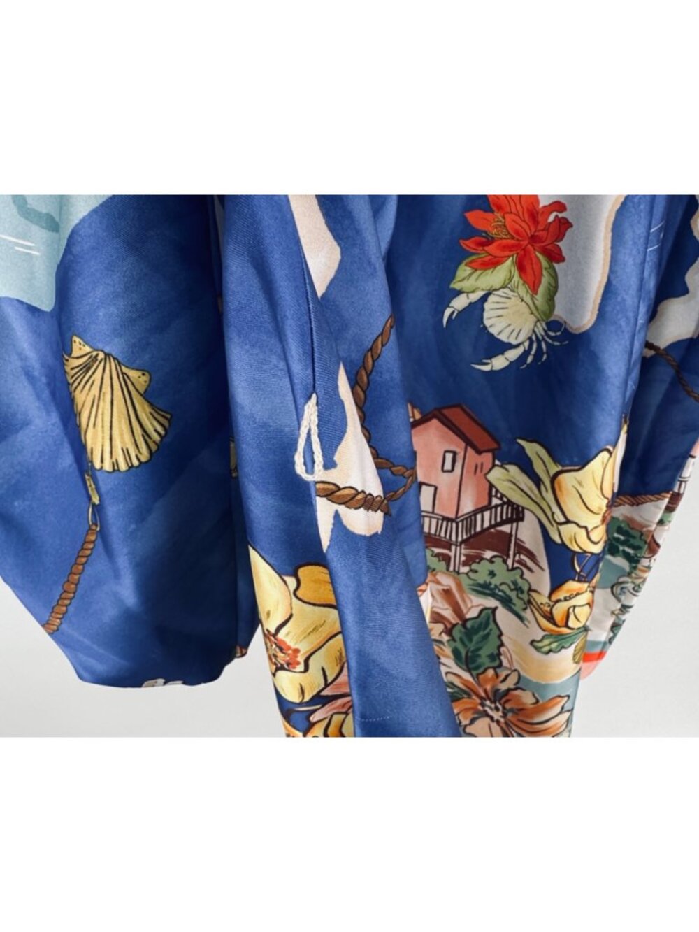 Women's Blue Floral Print Long-Sleeve Mini Dress - Picture 9 of 15